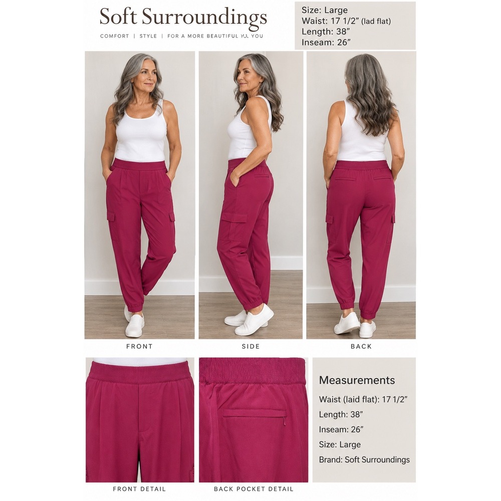 Soft Surroundings Deep Pink Ribbed Waist Pants